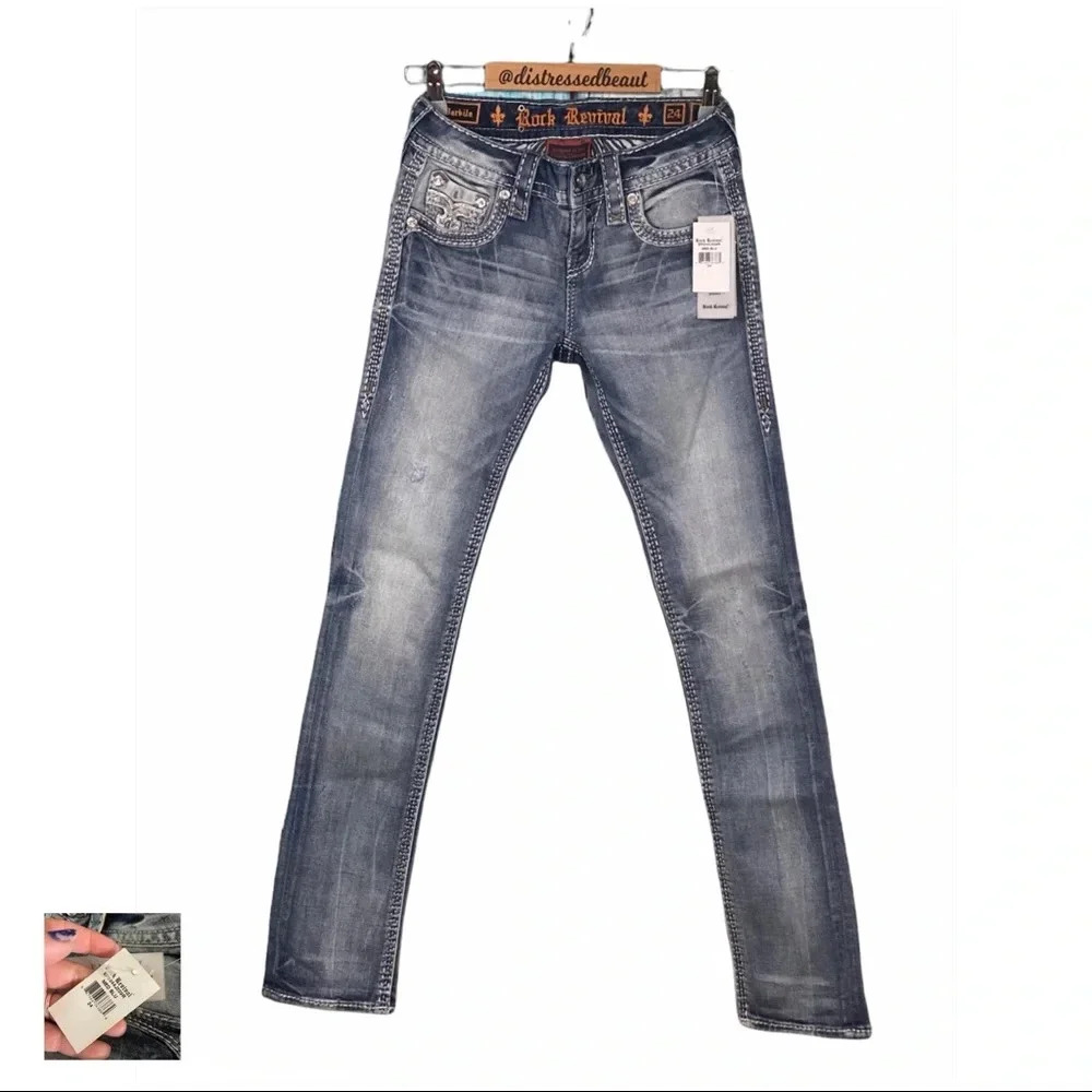 ROCK REVIVAL NWT Barbila Straight Embellished Jeans - Picture 9 of 16